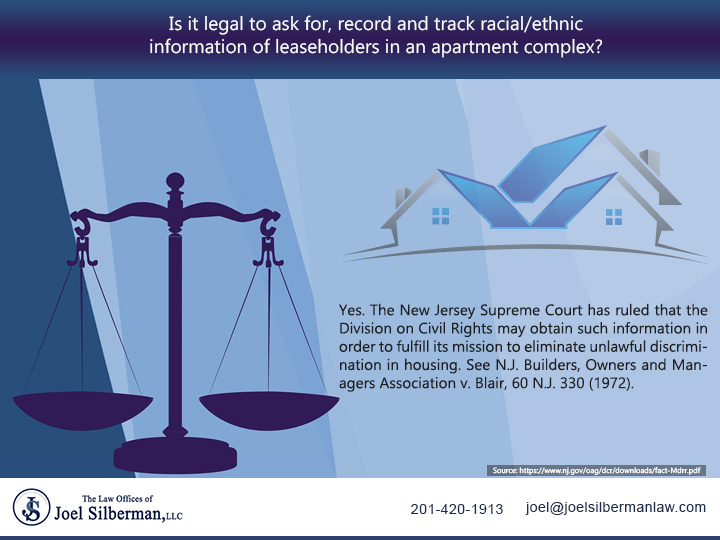 Is it legal to ask for record and track racial ethnic information of leaseholders in an apartment complex?