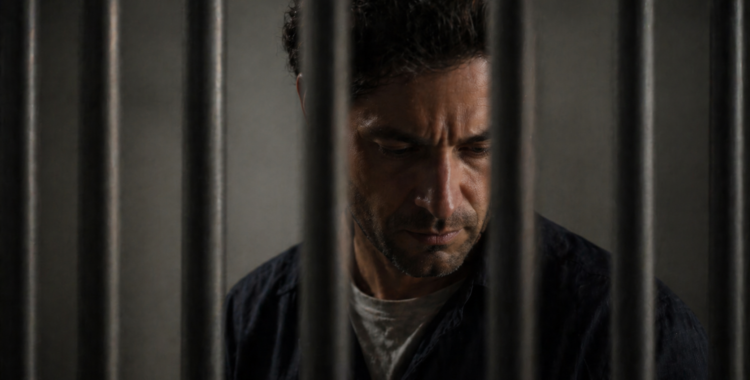 Man behind jail bars representing criminal charges in New Jersey